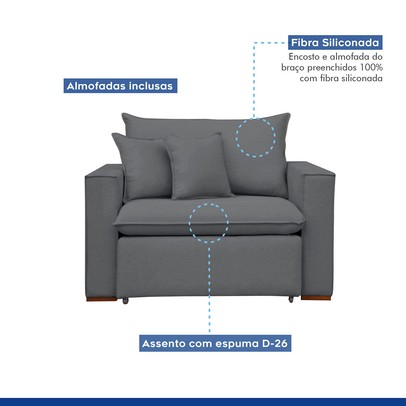 Poltrona Barcelona Retrátil Veludo/Cinza - Celflex