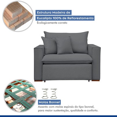 Poltrona Barcelona Retrátil Veludo/Cinza - Celflex