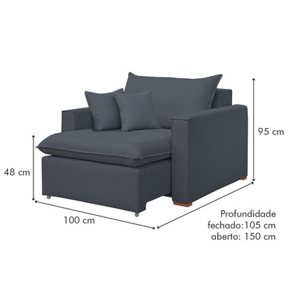 Poltrona Barcelona Retrátil Veludo/Cinza - Celflex