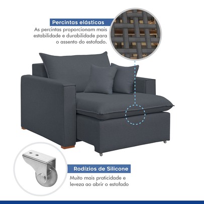 Poltrona Barcelona Retrátil Veludo/Cinza - Celflex