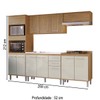 Armário de Cozinha Elóra com Balcão para Pia e Cooktop 12 Portas 2 Gavetas Naturalle/Cristalo - Pnr Móveis
