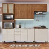 Armário de Cozinha com Balcão para Pia e Cooktop Heloisa 12 Portas 3 Gavetas Wengue/Cristalo - Pnr Móveis