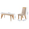 Mesa de Jantar 6 Lugares Florida com Vidro Castanho Cinamomo/Creme - Lj Móveis