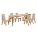 Mesa de Jantar 6 Lugares Florida com Vidro Castanho Cinamomo/Creme - Lj Móveis