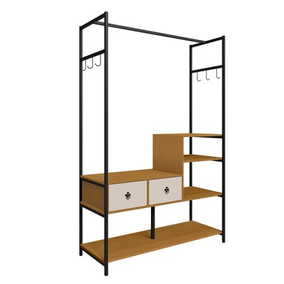 Closet Sevilha 2 Gavetas 3 Prateleiras Preto/Nature/Off White - Art Panta