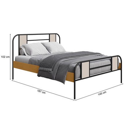 Cama de Casal Sevilha Preto/Nature/Off White - Art Panta