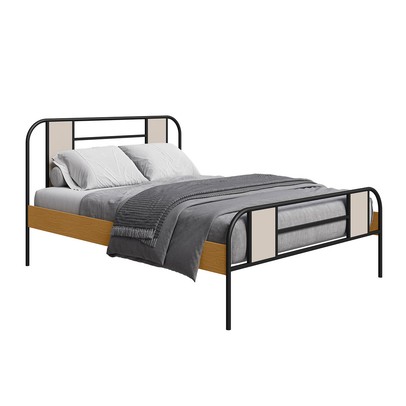 Cama de Casal Sevilha Preto/Nature/Off White - Art Panta