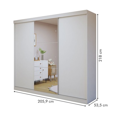 Guarda-Roupa Infantil Elô 3 Portas 4 Gavetas com Espelho Branco - Minastex