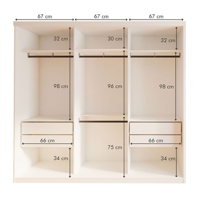 Guarda-Roupa Infantil Elô 3 Portas 4 Gavetas com Espelho Branco - Minastex