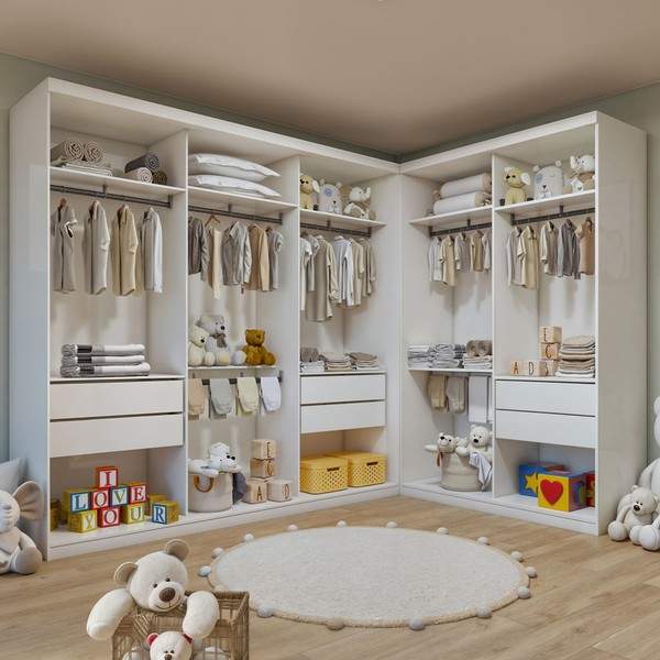 Closet Modulado Infantil Valentina 6 Gavetas 7 Prateleiras Branco - Minastex
