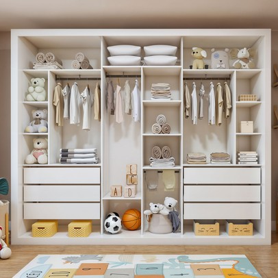 Closet Infantil Amara 6 Gavetas 11 Prateleiras Branco - Minastex