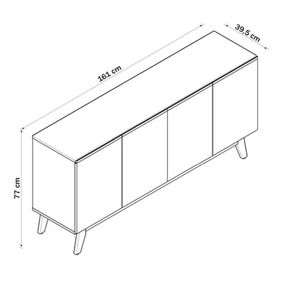 Balcão Buffet Adelaide 4 Portas 2 Prateleiras Branco - Pnr Móveis