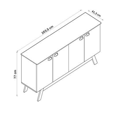 Balcão Buffet Luisiana 4 Portas Nature - Pnr Móveis