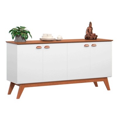 Balcão Buffet Luisiana 4 Portas Branco/Nature - Pnr Móveis
