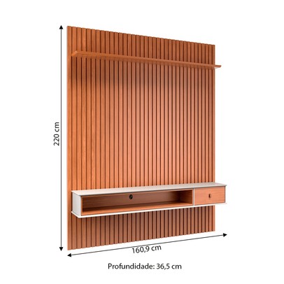 Painel para TV Até 65 Polegadas Tasmânia 1 Prateleira Ripado Nature - Pnr Móveis