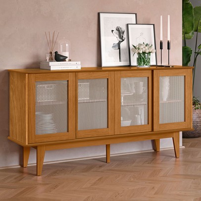 Balcão Buffet Tasmânia 4 Portas 4 Prateleiras Nature - Pnr Móveis