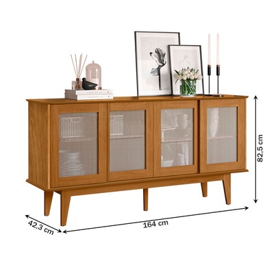 Balcão Buffet Tasmânia 4 Portas 4 Prateleiras Nature - Pnr Móveis