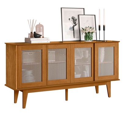 Balcão Buffet Tasmânia 4 Portas 4 Prateleiras Nature - Pnr Móveis