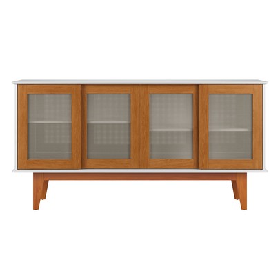 Balcão Buffet Tasmânia 4 Portas 4 Prateleiras Branco/Nature - Pnr Móveis