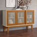 Balcão Buffet Tasmânia 3 Portas 3 Prateleiras Off White/Nature - Pnr Móveis