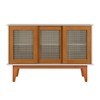 Balcão Buffet Tasmânia 3 Portas 3 Prateleiras Off White/Nature - Pnr Móveis