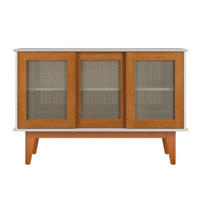 Balcão Buffet Tasmânia 3 Portas 3 Prateleiras Off White/Nature - Pnr Móveis