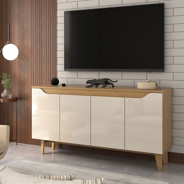 Rack para TV Até 75 Polegadas 4 Portas Royal Nature/Off White - Panorama Móveis