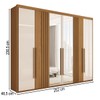 Guarda-Roupa Casal Palm 6 Portas 4 Gavetas com Espelho Flex Nature/Off White - Panorama Móveis