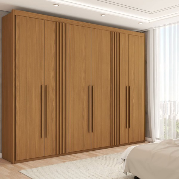 Guarda-Roupa Casal Palm 6 Portas 4 Gavetas Flex Nature - Panorama Móveis