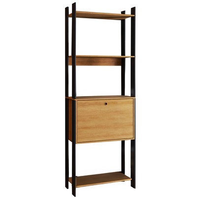 Estante para Livros 1 Porta 4 Prateleiras Be 25-365 Lamina Mel/Preto - Brv