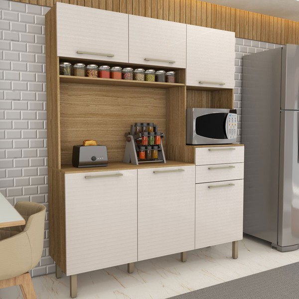 Cozinha Compacta Montano 6 Portas 2 Gavetas Freijó/Soft - Panorama Móveis