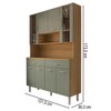 Armário de Cozinha com Balcão Sansa 8 Portas 2 Gavetas com Vidro Freijó/Gris - Panorama Móveis
