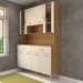 Armário de Cozinha com Balcão Sansa 8 Portas 2 Gavetas com Vidro Freijó/Soft - Panorama Móveis