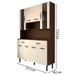 Armário de Cozinha com Balcão Sansa 8 Portas 2 Gavetas com Vidro Nogueira/Off White - Panorama Móveis