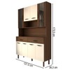 Armário de Cozinha com Balcão Sansa 8 Portas 2 Gavetas com Vidro Ripado 3d Nogueira/Off White - Panorama Móveis