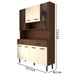 Armário de Cozinha com Balcão Sansa 8 Portas 2 Gavetas com Vidro Ripado 3d Nogueira/Off White - Panorama Móveis