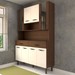 Armário de Cozinha com Balcão Sansa 8 Portas 2 Gavetas com Vidro Ripado 3d Nogueira/Off White - Panorama Móveis