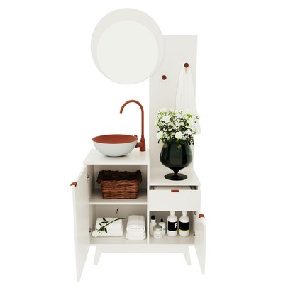 Armário de Banheiro Bn3680 2 Portas 1 Gaveta com Espelho  Branco - Tecno Mobili