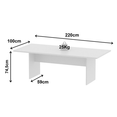 Mesa de Reunião para Escritório 220 Cm Me4190 Branco - Tecno Mobili