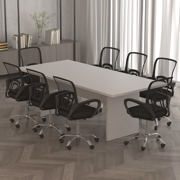 Mesa de Reunião para Escritório 220 Cm Me4190 Branco - Tecno Mobili