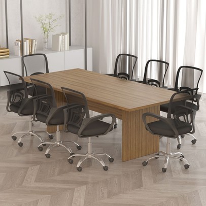 Mesa de Reunião para Escritório 220 Cm Me4190 Amêndoa - Tecno Mobili