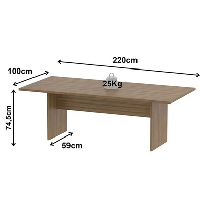 Mesa de Reunião para Escritório 220 Cm Me4190 Amêndoa - Tecno Mobili