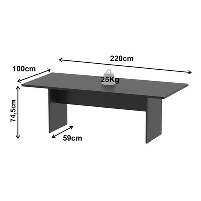 Mesa de Reunião para Escritório 220 Cm Me4190 Preto - Tecno Mobili