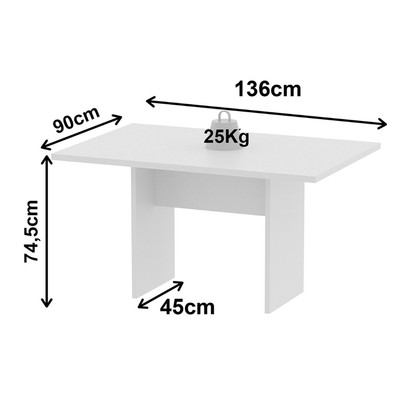 Mesa de Reunião para Escritório 136 Cm Me4191 Branco - Tecno Mobili