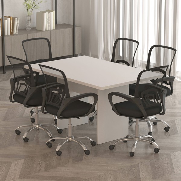 Mesa de Reunião para Escritório 136 Cm Me4191 Branco - Tecno Mobili