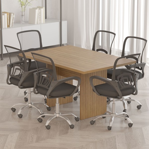 Mesa de Reunião para Escritório 136 Cm Me4191 Amêndoa - Tecno Mobili