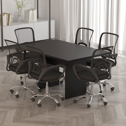 Mesa de Reunião para Escritório 136 Cm Me4191 Preto - Tecno Mobili