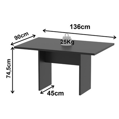 Mesa de Reunião para Escritório 136 Cm Me4191 Preto - Tecno Mobili