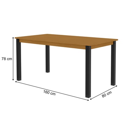 Mesa de Madeira Monaco 160 Cm Preto/Nature - Art Panta