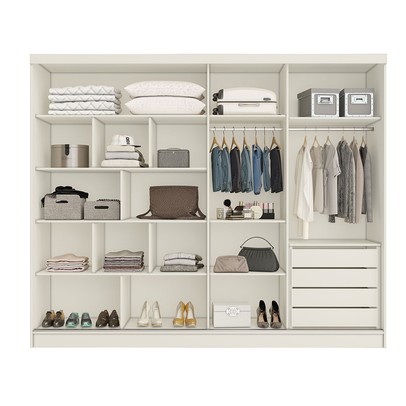 Guarda-Roupa Casal Monterey 4 Gavetas 2 Portas 100% Mdf com Espelho Off White/Peroba - Mademarques